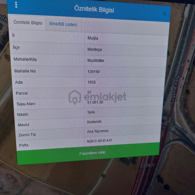Muğla Merkez Musluhittin De 443.m2 Yatırıma Çok Uygun Tarla 2