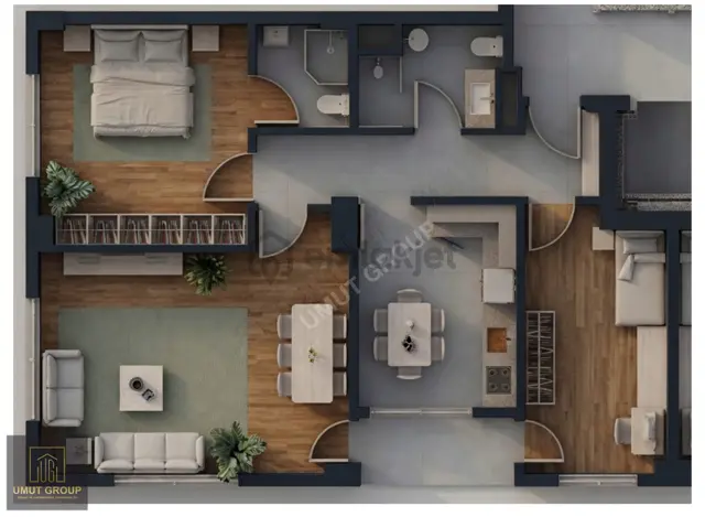 Umut Group'tan 2+1 Daireler, Yarısı Peşin Yarısı Taksit İle 5