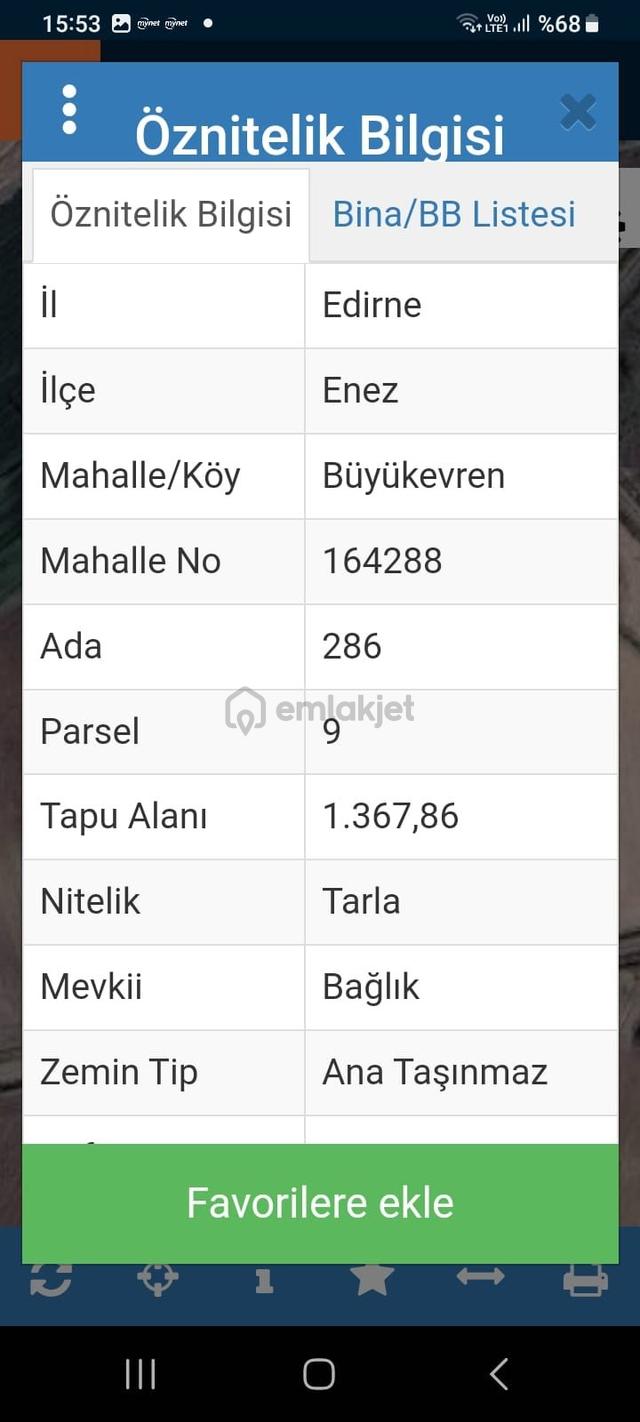 Edirne Enez Büyükevren De Satılık Tarla Denize 7 Dk Köye 5 Dk Mesafede 5