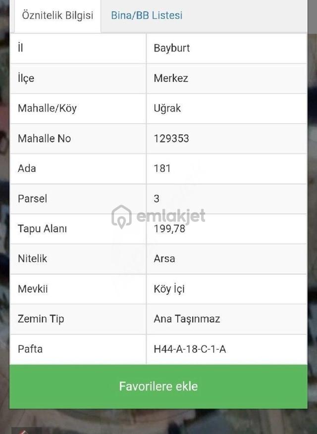 Bayburt Merkez Uğrak'da 200 M2 Satılık Arsa 5