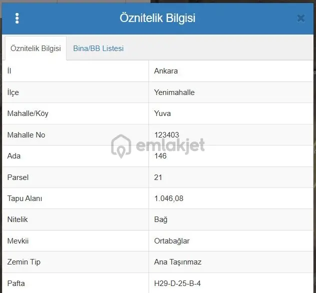 Yenimahalle Yuva Köy'de 523 M² Hisseli Tarla Yenimahalle Yuva Köy'de 523 M² Hisseli Tarla