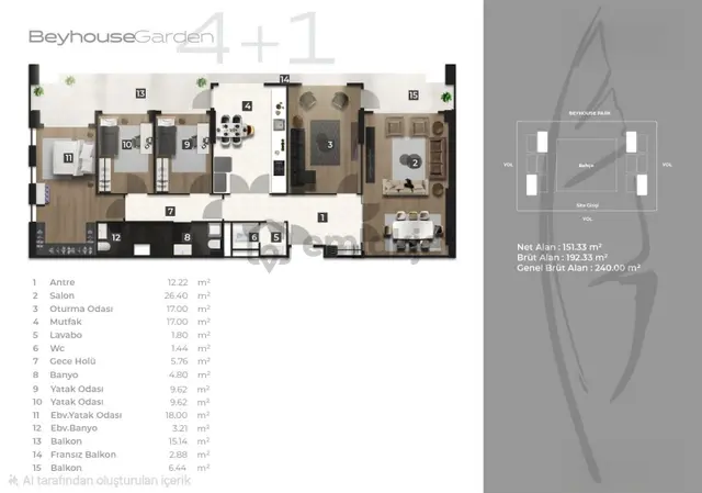 Beyhouse Garden'da 4+1 | Sosyal Donatılarıyla Prestijli Yaşam Fırsatı 4
