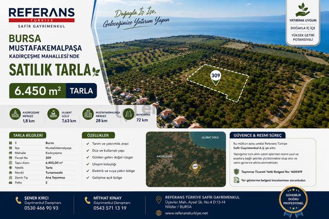 Rt Safir'den Bursa Mustafakemalpaşa Kadirçeşme Mahallesi'nde Satılık 6.450 M² Tarla Rt Safir'den Bursa Mustafakemalpaşa Kadirçeşme Mahallesi'nde Satılık 6.450 M² Tarla