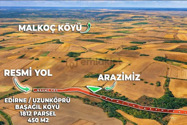 Uzunköprü Başağıl Mahallesinde Tek Tapu 450 M2 Satılık Tarla 2