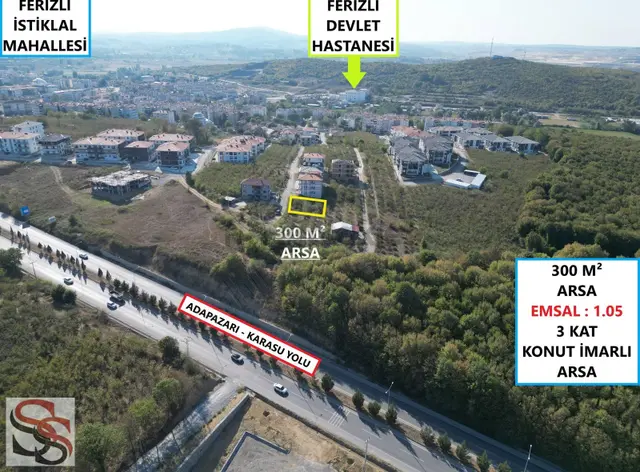 Ferizli İlçe Merkezinde 300 M² % 35 - 3 Kat Konut İmarlı Arsa 2