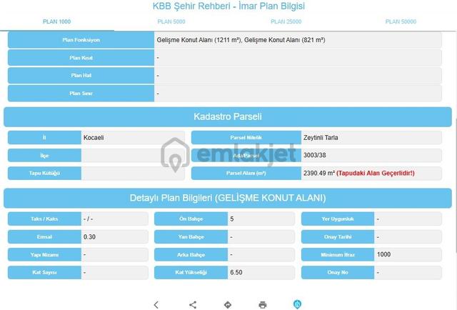 Tarcanlardan Körfez'de 1/1000 İmarlı 2.390 M² Satılık Arsa 2