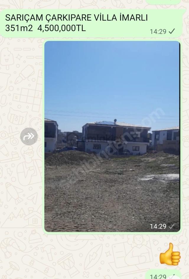 Sarıçam Çarkıpare Villa İmarlı 351m2 Düz Arsa 4,100,000tl Pazarlıksız Ve * Çınarlı*daki Arsalar 3