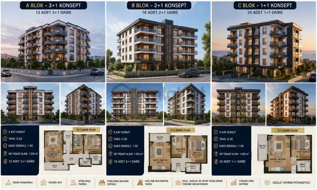 Samsun Atakum'da Deniz Manzaralı 5 Kat İmarlı Köşebaşı Arsa 2