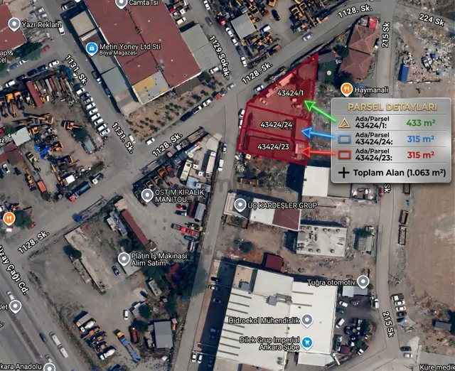 Macun-1 / Ostim Yanında Satılık 1.063 M² Yan Yana 3 Adet Arsa 2