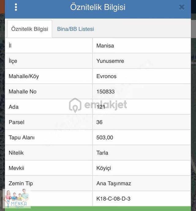 Yunusemre Evrenos'da Satılık Tarla