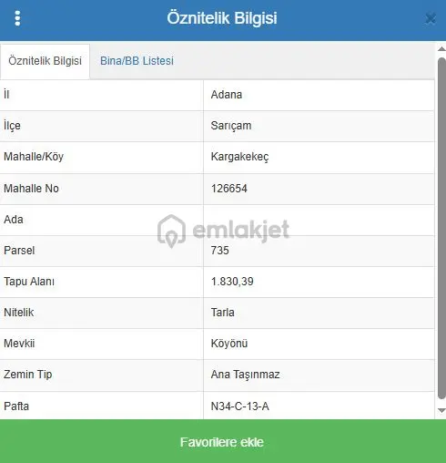 Adana Tek Tapu Sarıçam Kargakekeç Köyü Civarında 1830 M² Tarla Kadastro Yolu Mevcut Ve Diğer Arsalar 3