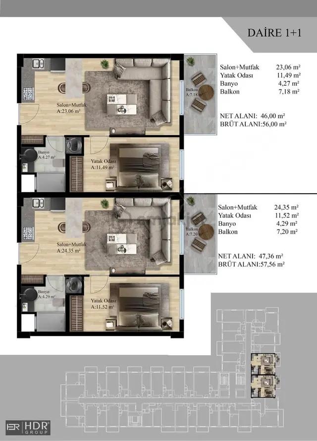 Koyundere Prestij Projesinde Satılık 1+1 Daire 2