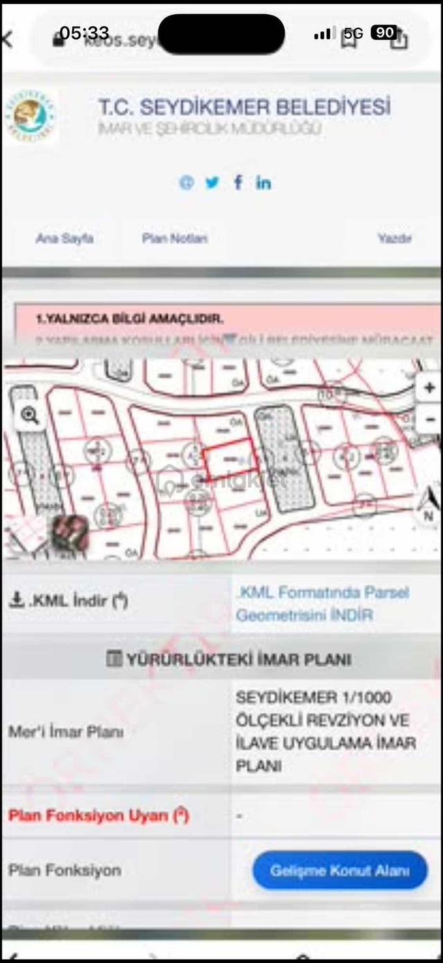 Seydikemer Gelişburnu Mah Parka Bakan 500mt Arsa Acil Satılık 5