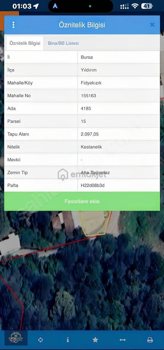 Bursa Yıldırım Fidyekızık'ta Satılık Arsa 1