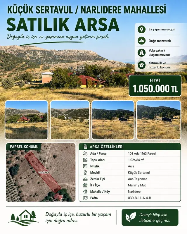 Küçük Sertavulda Satılık Parsel