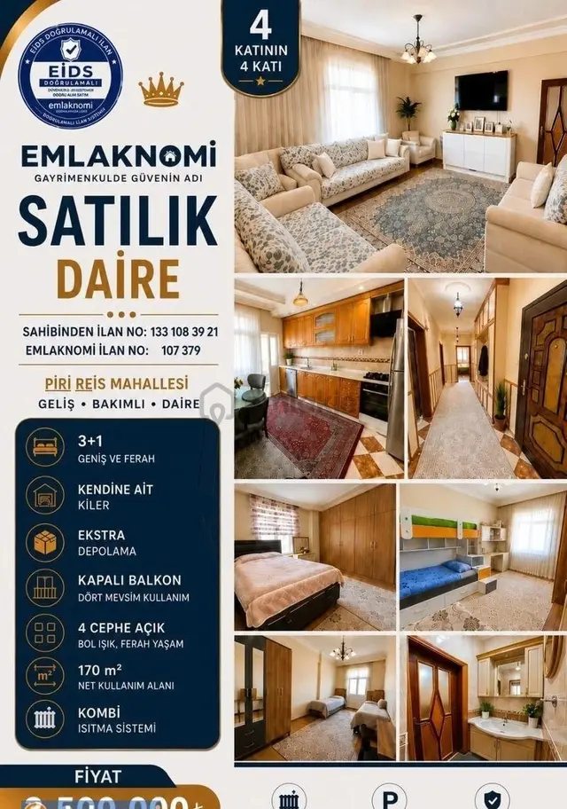 Emlaknomi'den Piri Reis Mahallesi (3+1) Daire 1