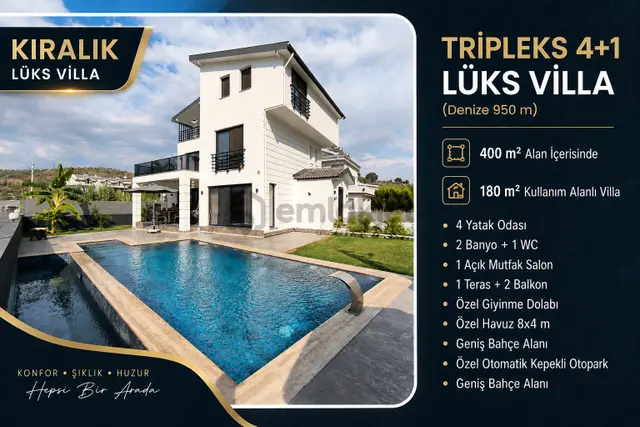 Fethiye Çalış Kiralık 4+1 Tamamen Müstakil Tripleks Villa 1