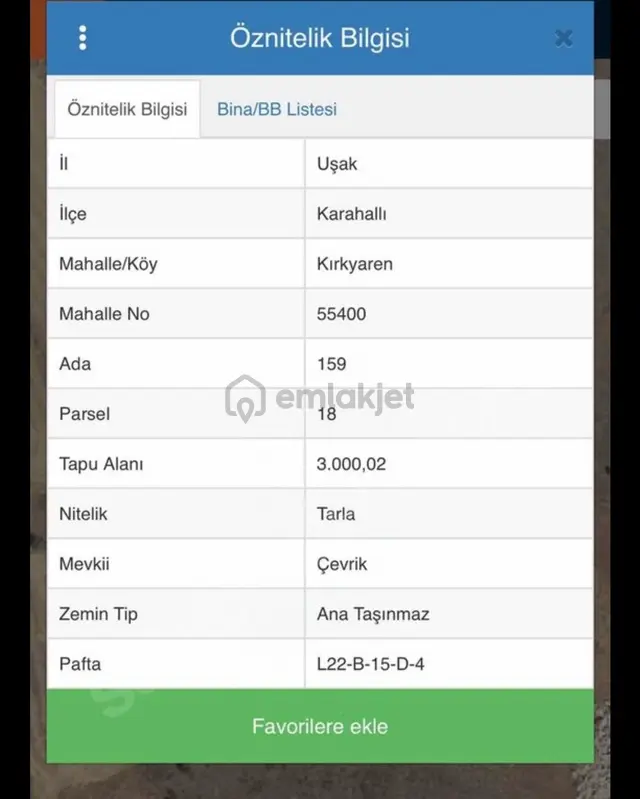 Kırkyarenköyünde Tarla 3000 M2