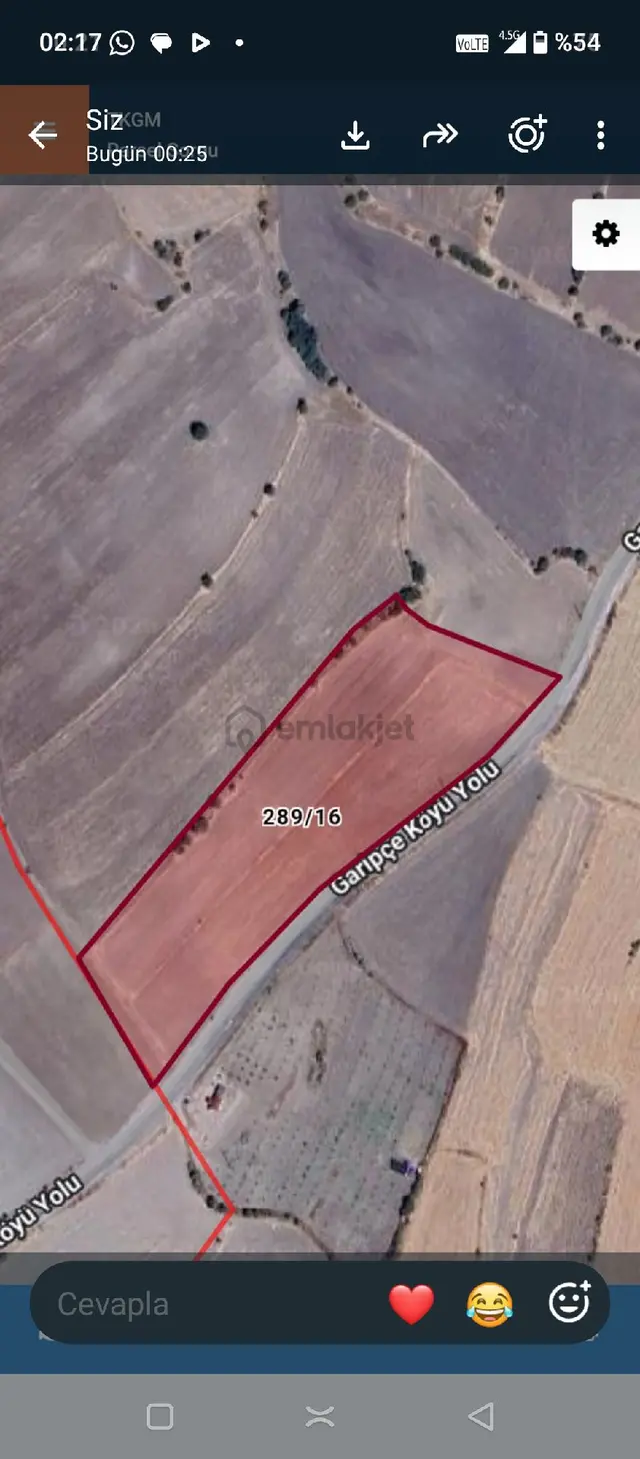 Güdül Garipçede Yola Cepheli,2 Dönüm 300 M² Hisseli Tarla