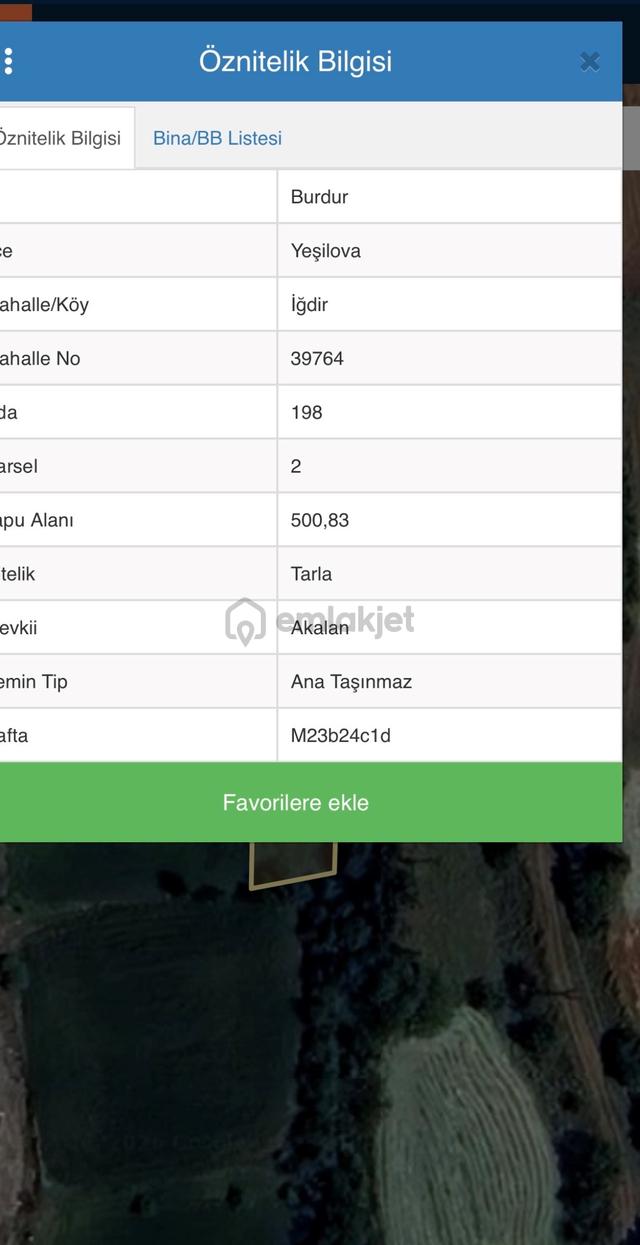 Yeşilova İğdir Köyü'nde Doğa Manzaralı 500 M² Tarla Satılık 1