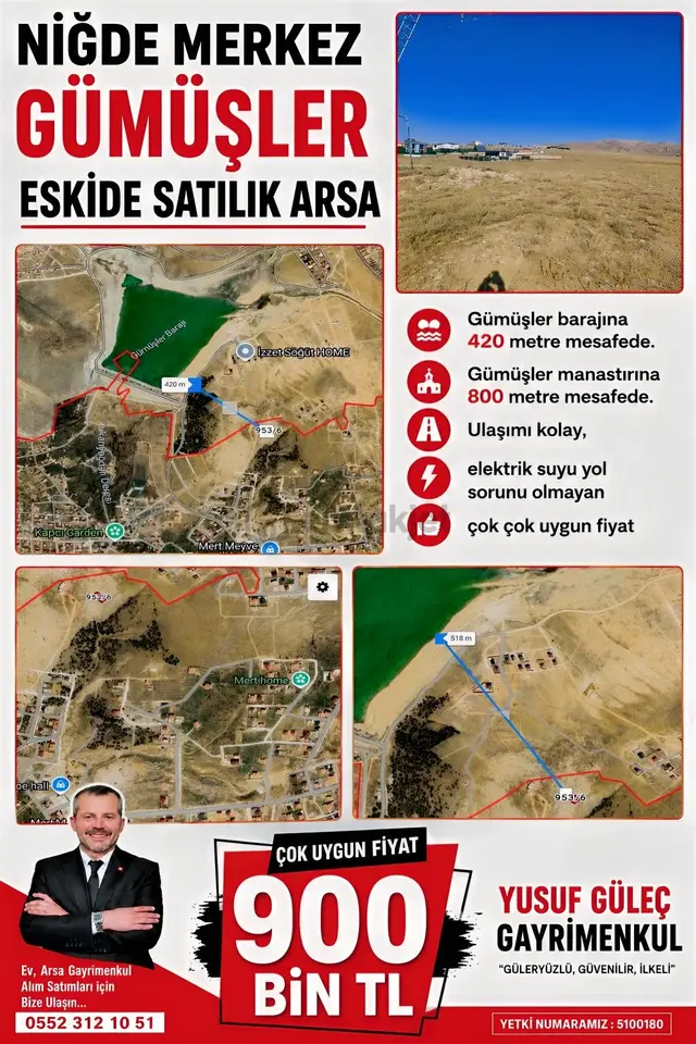 Niğde Merkez Gümüşler Eskide Satılık Arsa 1