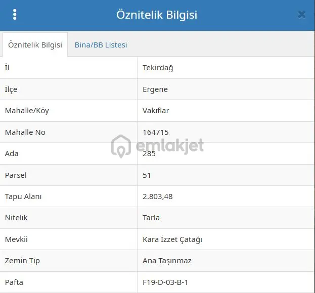 Tekirdağ Ergene Vakıflar Satılık Tarla