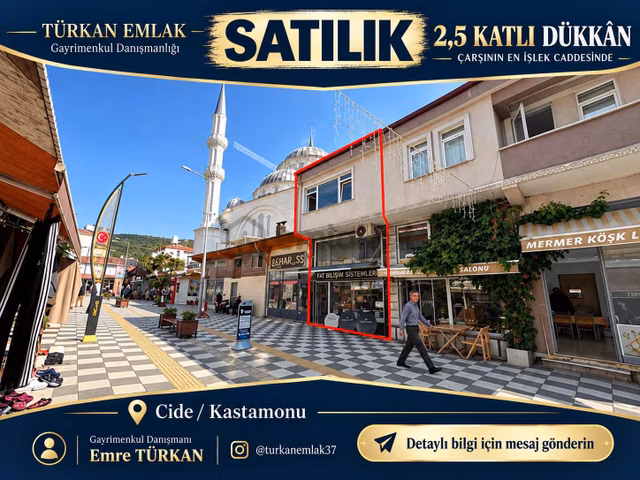 Türkan Emlaktan Çarşı Merkezinde Satılık 2,5 Katlı Dükkân 1