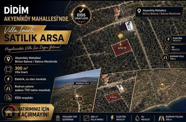 Didim 1.balova Mevki Satılık Arsa Elektrik Su Mevcuttur
