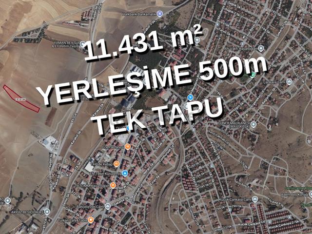 Elmadağ Hasanoğlan'da Yerleşime 500m, 11.431m² Tek Tapu Arazi 1