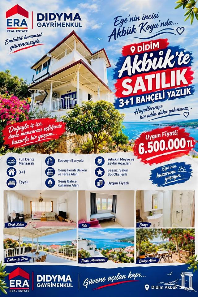 Didim Akbük De Satılık 3+1 Bahçeli Yazlık 1