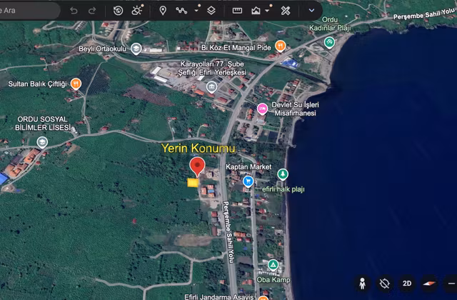 Ordu Perşembe Efirli Satılık Arsa - Anayol Ve Sahile Yakın 1