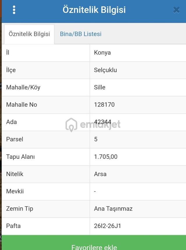 Sille Mah Satılık 9 Kata İmarlı Arsa Hisseli