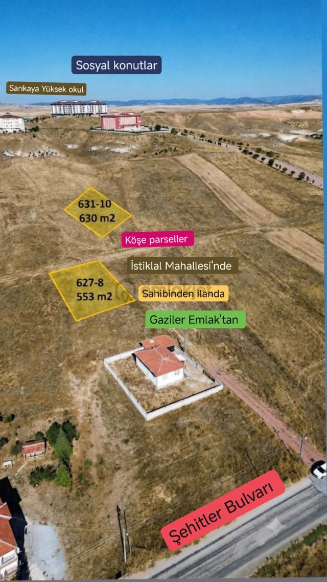 Sarıkaya İstiklal Mahallesi Satılık 629 M² Villa Arsası 1