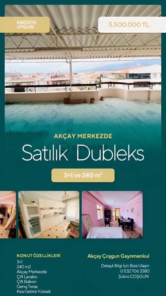 Coşgun Emlak'tan Akçay Merkezde Doğazlı Geniş Teraslı Dubleks 1