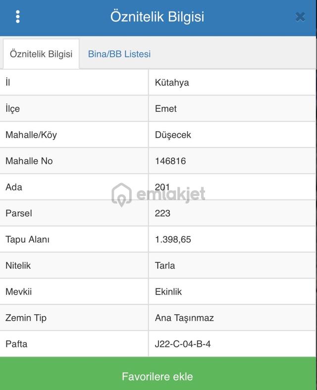 3en Gayrimenkul Kütahya Emet'te Tek Hisse 1398m2 Satılık 1