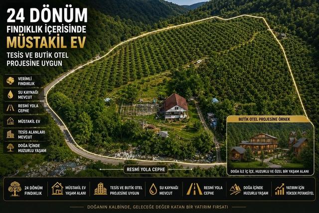 24 Dönüm Fındıklık İçerisinde Müstakil Ev Fırsat 1