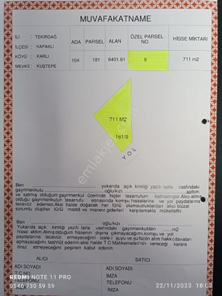 Karlıköy'de Asfalt Üzeri 711 M² Den Son 3 Parsel Etrafı Çevrili