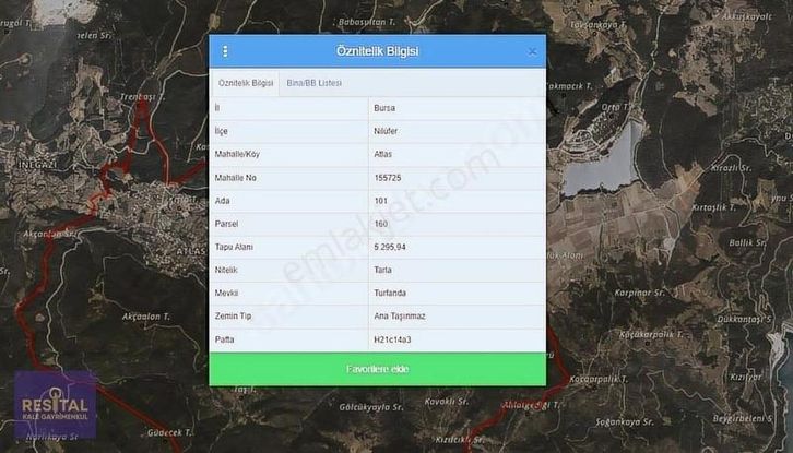 Bursa / Nilüfer / Atlas Köyü 735 M2 Hisseli Pay Satılıktır.