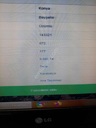 Konya Beyşehir Üzümlü Mahallesinde 6685m Yola Sıfır Tarla Satılıktır