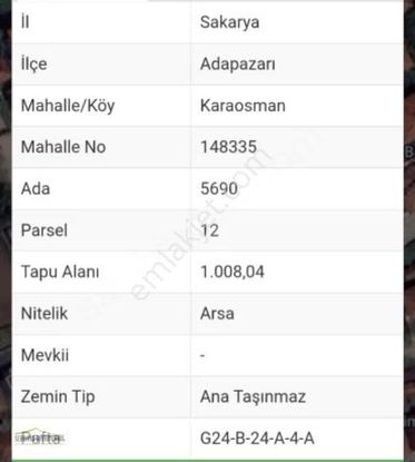 Adapazarı Karaosman Mahallesinde Satılık Arsa...