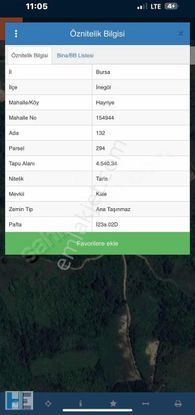 İnegöl Hayriye Mah De Satılık 4,540m2 Tarla