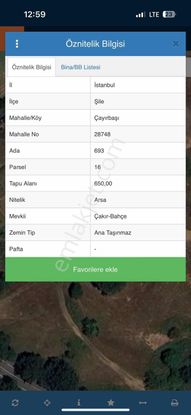 Şile Çayırbaşı'nda Villa İmarlı Arsa
