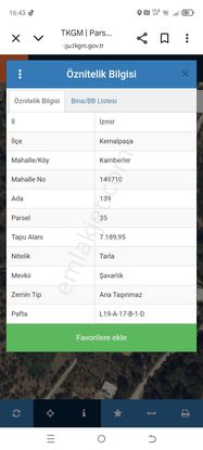 Sahibinden Acil Satılık Tarla - İzmir Kemalpaşa