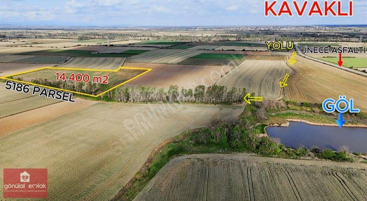 Kırklareli Kavaklı'da İnece Asfaltı Yanı Gölün Kenarı 14.400 M2