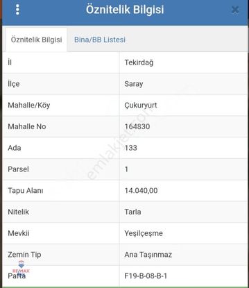 Tekirdağ Saray Çukuryurt Mahallesinde Satılık Tarla