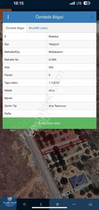 Turyap Metropol'den Mullakasım'da Satılık 1142m² İmarlı Arsa