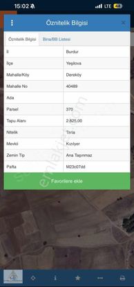 Burdur Yeşilova Dereköy Satılık Tarla