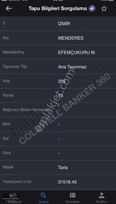 İzmir Menderes Efemçukuru'nda Satılık Tarla