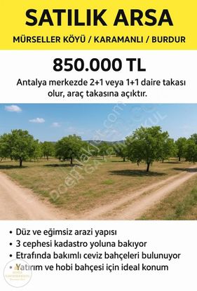 Fethiye Yolu Üzerinde 3 Cepheli, Düz Arsa Yatırıma Uygun!