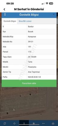 Burdur, Bucak, Karapınar'da Satılık 20.170 M2 Müstakil Tarla